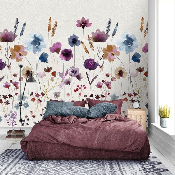 Wilde bloemen behang