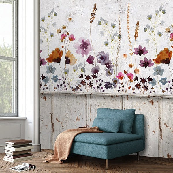 behang veldbloemen