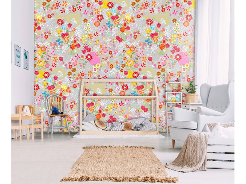 Schattig bloemen behang