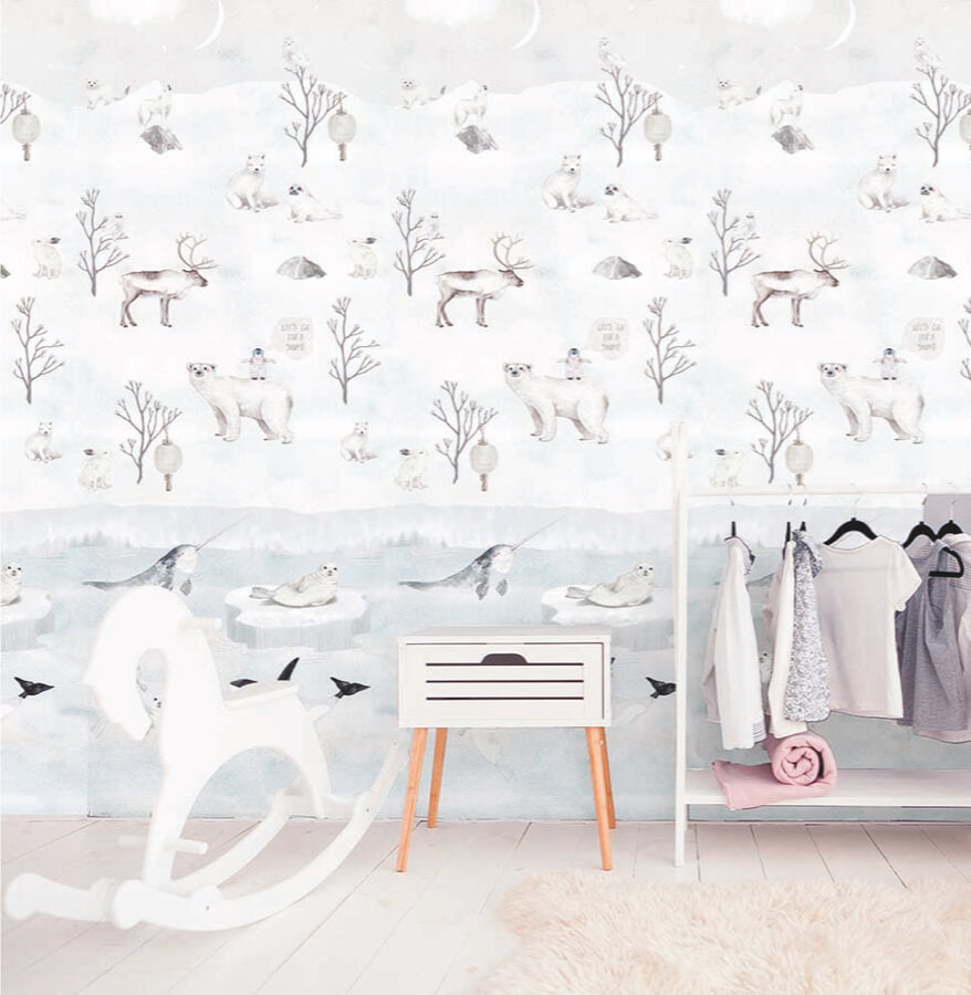 Ijsberen behang kinderkamer