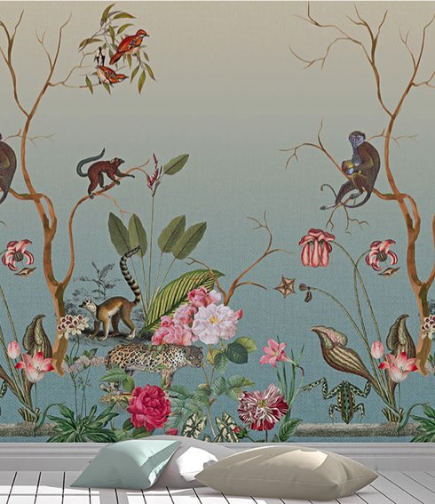 Behang dieren blauw
