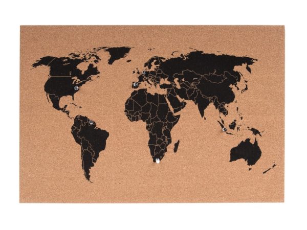 Prikbord wereldkaart kurk