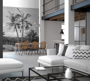 Zwart & Wit palmbomen behang