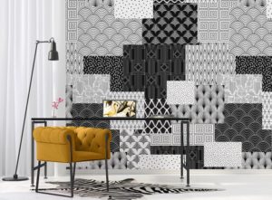 Zwart & wit behang rechthoeken