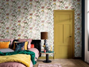 Wit bloemen behang 220446